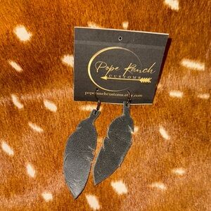 Pope Ranch Customs Gray Feather Earrings